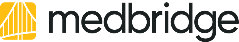 Medbridge logo with a yellow abstract design and bold black "medbridge" text.